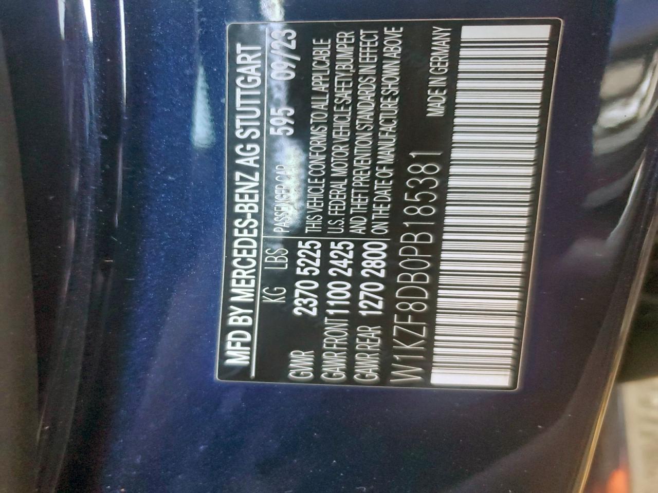 2023 Mercedes-Benz E 350 VIN: W1KZF8DB0PB185381 Lot: 95103635