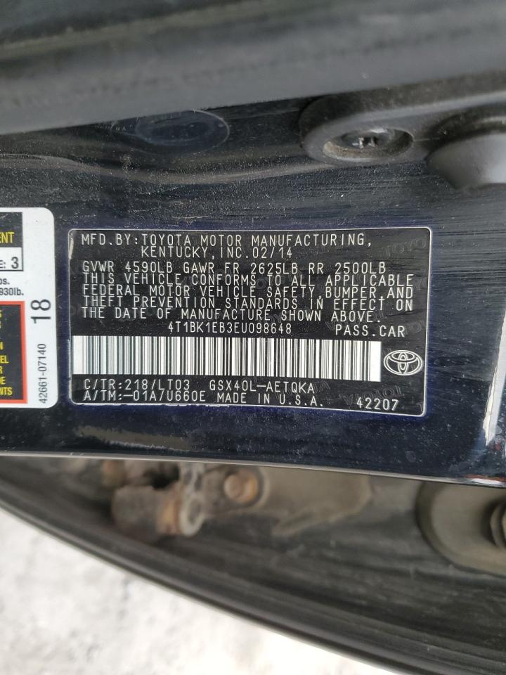 2014 Toyota Avalon Base VIN: 4T1BK1EB3EU098648 Lot: 91557555