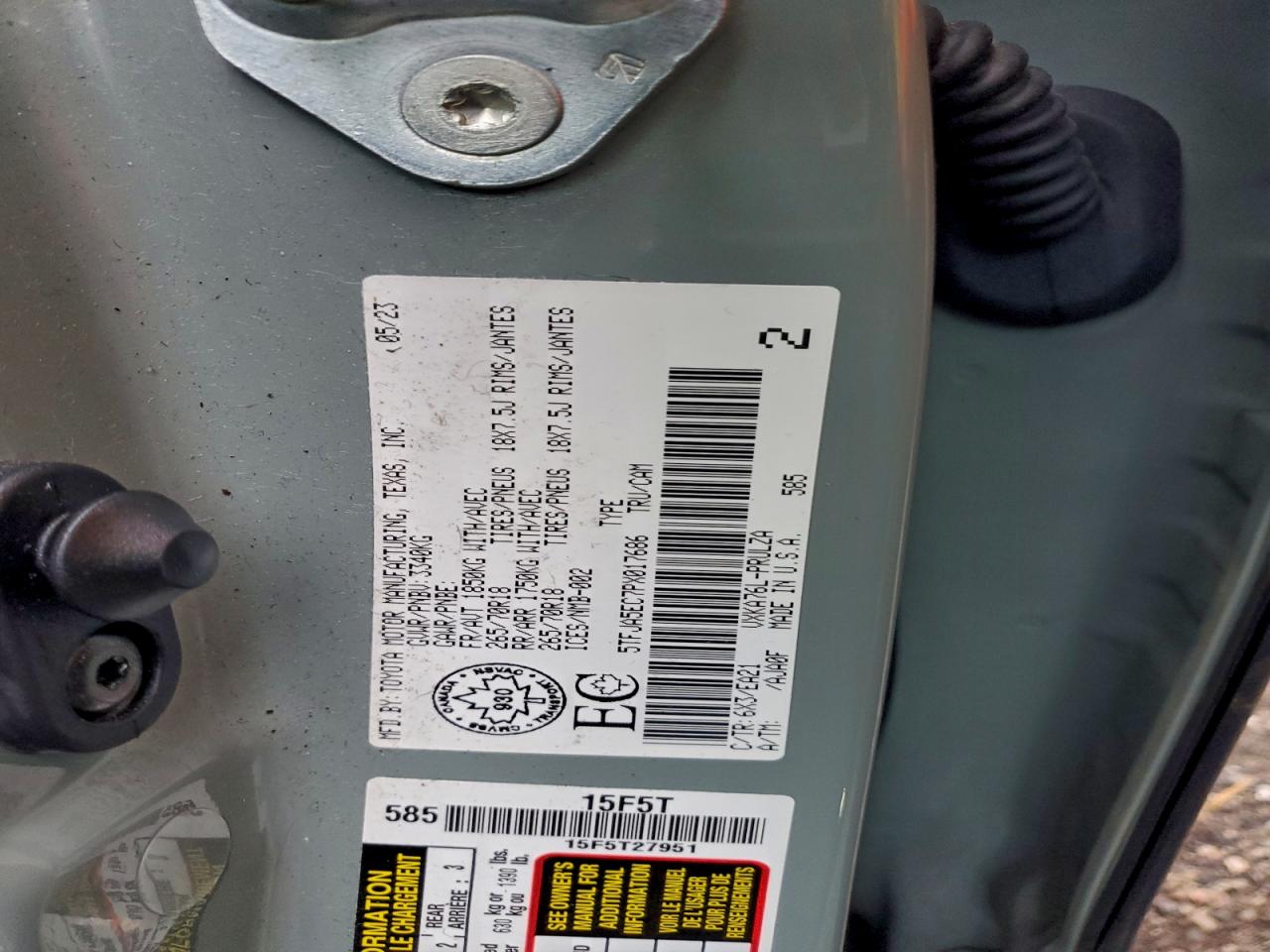 2023 Toyota Tundra Crewmax Limited VIN: 5TFJA5EC7PX017686 Lot: 94253705