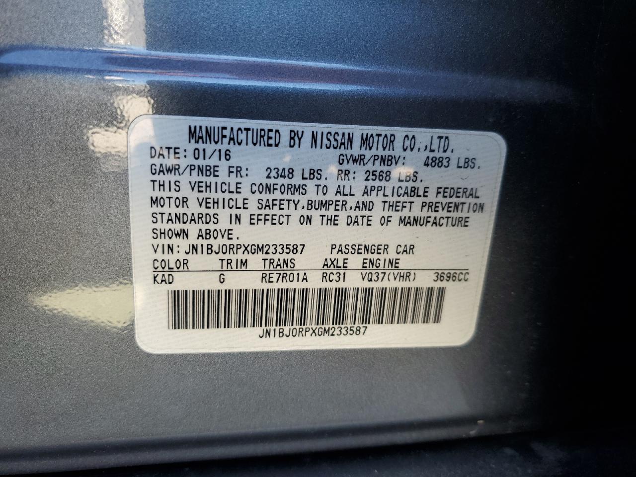 2016 Infiniti Qx50 VIN: JN1BJ0RPXGM233587 Lot: 92817185