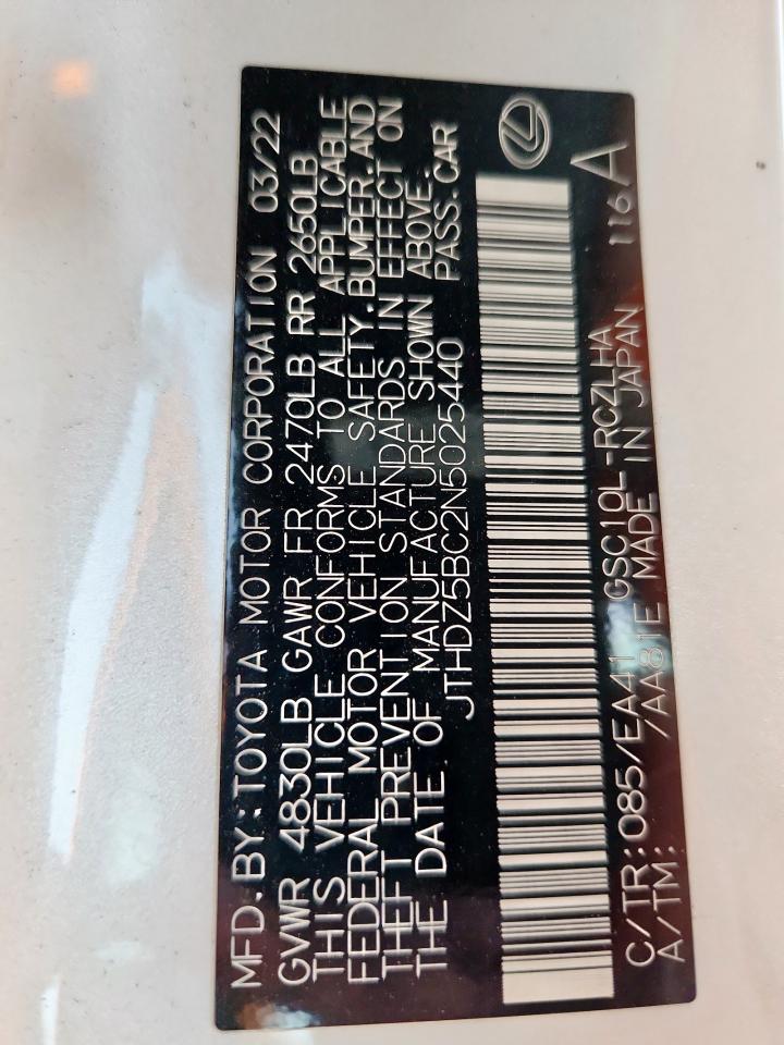 2022 Lexus Rc 350 Base VIN: JTHDZ5BC2N5025440 Lot: 93286385