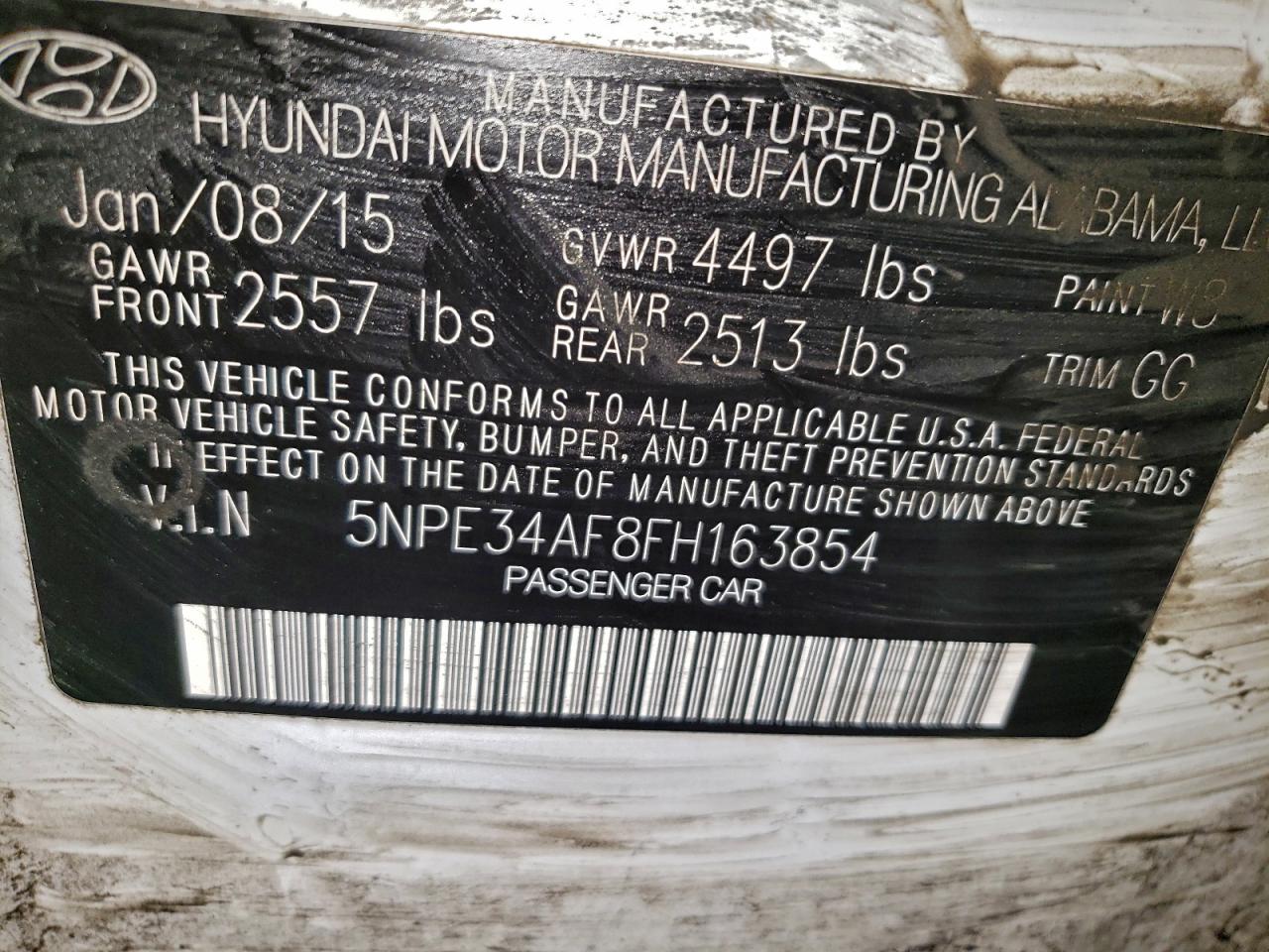 2015 Hyundai Sonata Sport VIN: 5NPE34AF8FH163854 Lot: 94419225