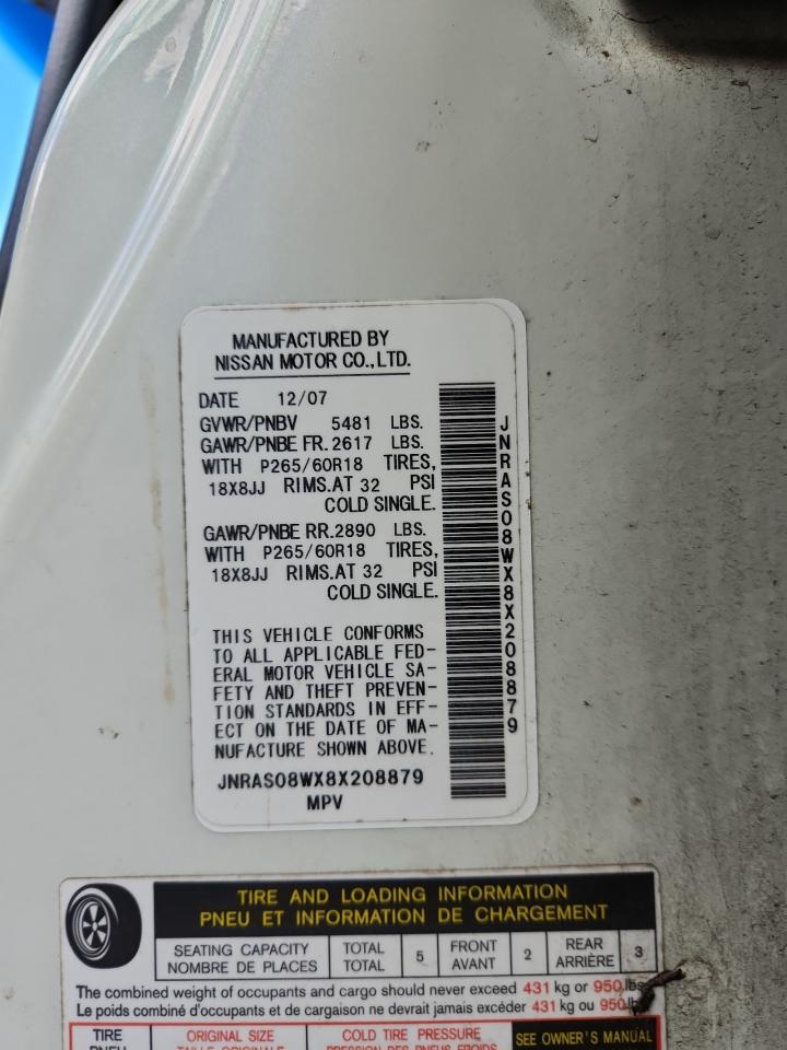 2008 Infiniti Fx35 VIN: JNRAS08WX8X208879 Lot: 93537625