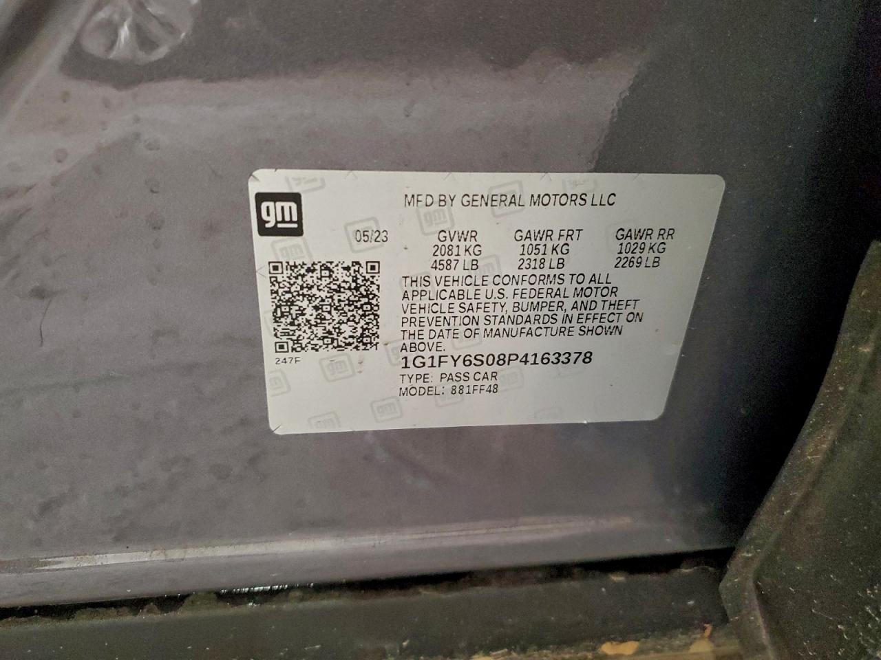 2023 Chevrolet Bolt Euv Lt VIN: 1G1FY6S08P4163378 Lot: 93524655