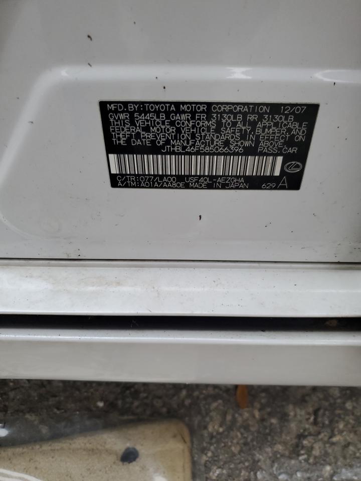 2008 Lexus Ls 460 VIN: JTHBL46F585066396 Lot: 92703325