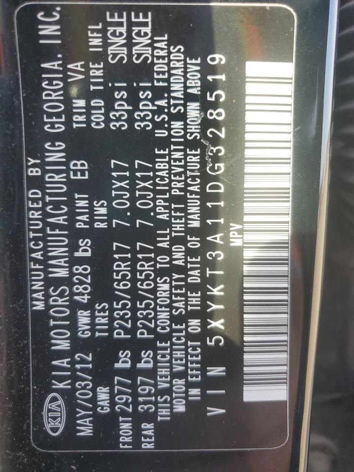 2013 Kia Sorento Lx VIN: 5XYKT3A11DG328519 Lot: 91933325