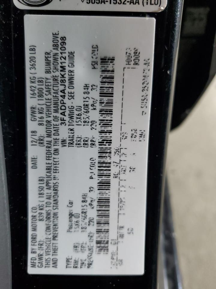 2019 Ford Fiesta S VIN: 3FADP4AJ8KM121098 Lot: 92088695