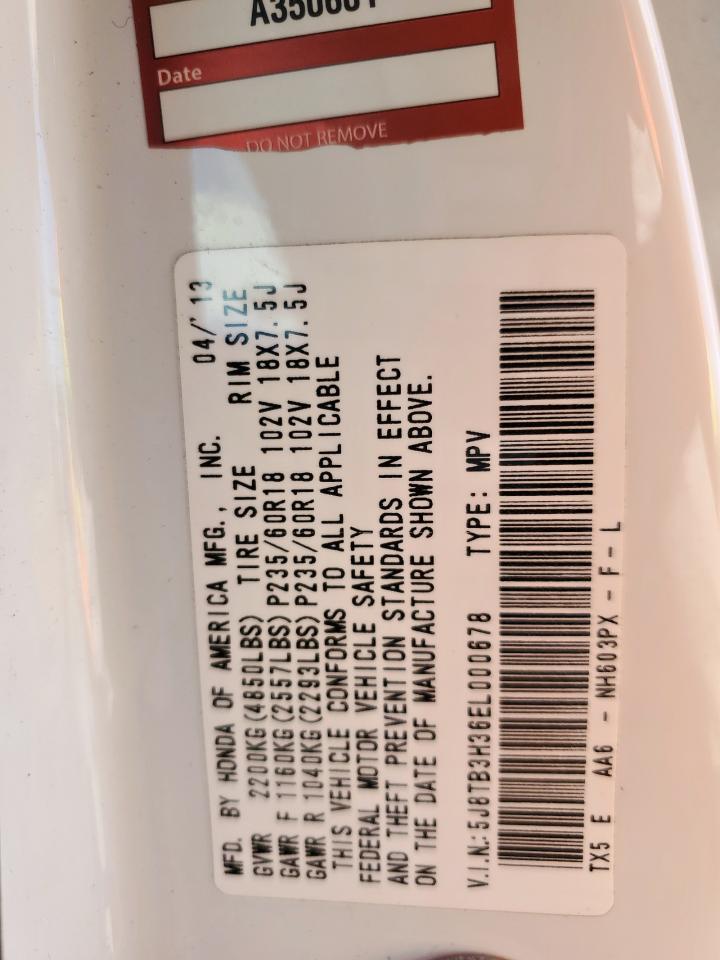 2014 Acura Rdx VIN: 5J8TB3H36EL000678 Lot: 91299095