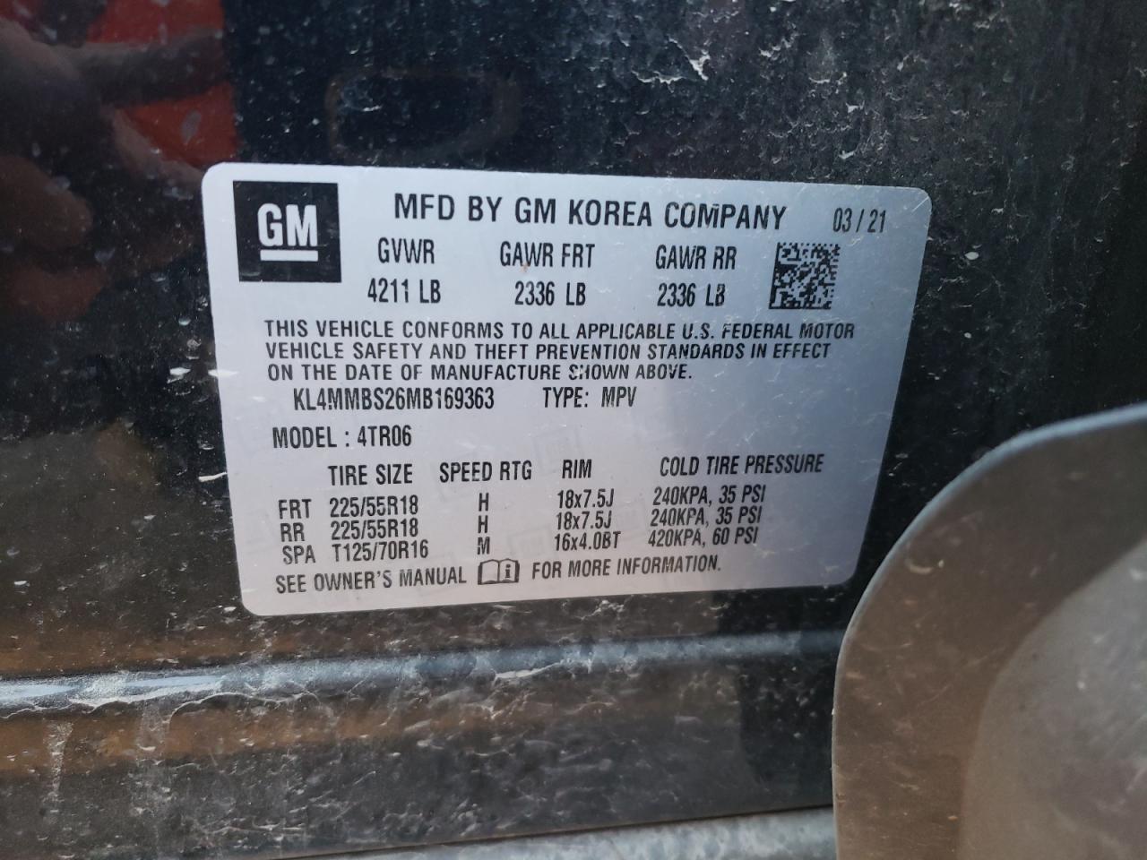 2021 Buick Encore Gx Preferred VIN: KL4MMBS26MB169363 Lot: 91049025