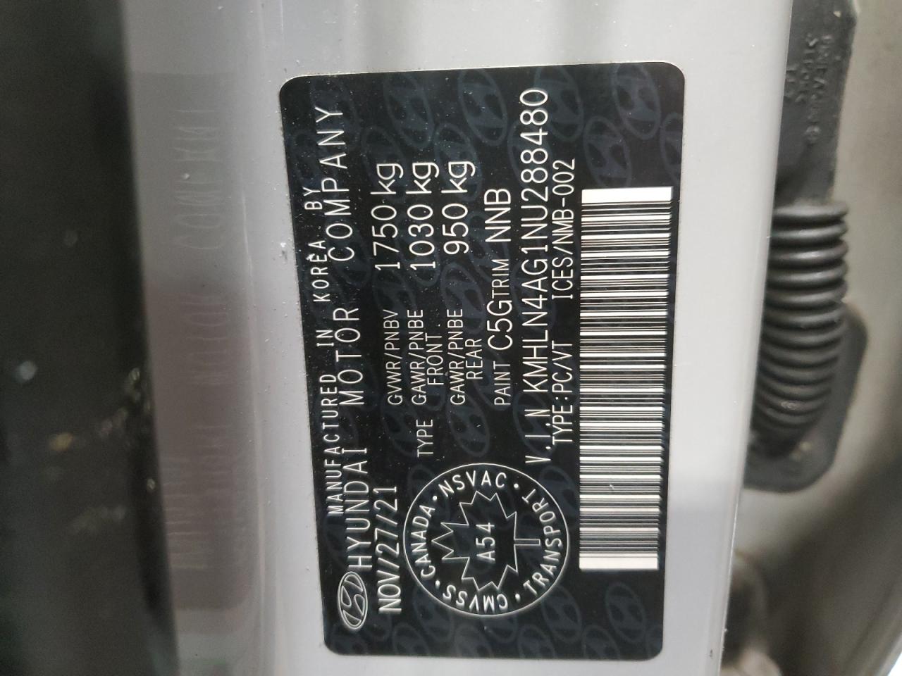 2022 Hyundai Elantra Sel VIN: KMHLN4AG1NU288480 Lot: 91104365