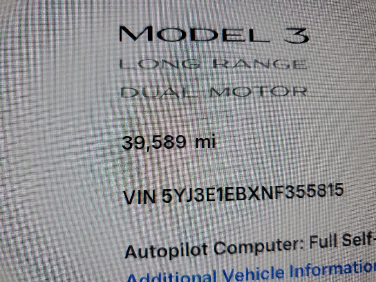 2022 Tesla Model 3 VIN: 5YJ3E1EBXNF355815 Lot: 91323315