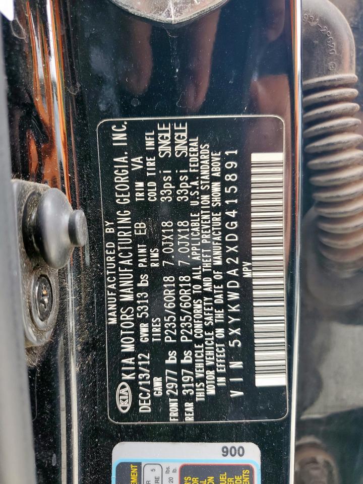 2013 Kia Sorento Sx VIN: 5XYKWDA2XDG415891 Lot: 93418575