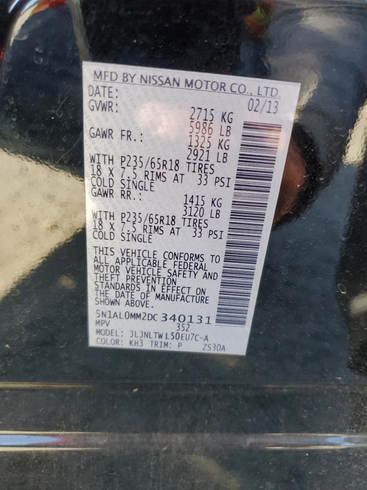 2013 Infiniti Jx35 VIN: 5N1AL0MM2DC340131 Lot: 92027585