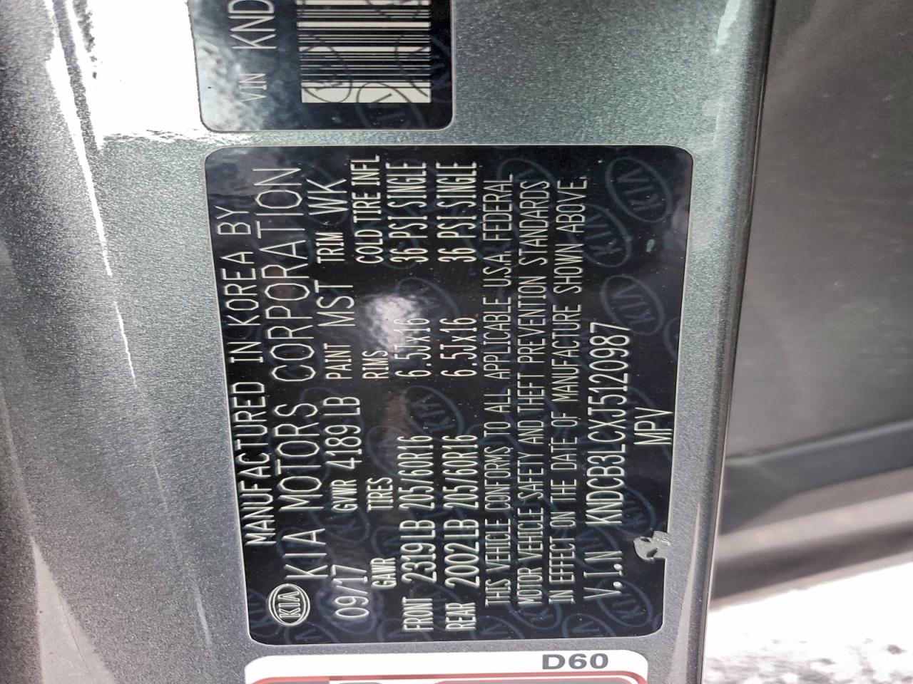 2018 Kia Niro Fe VIN: KNDCB3LCXJ5120987 Lot: 93633145