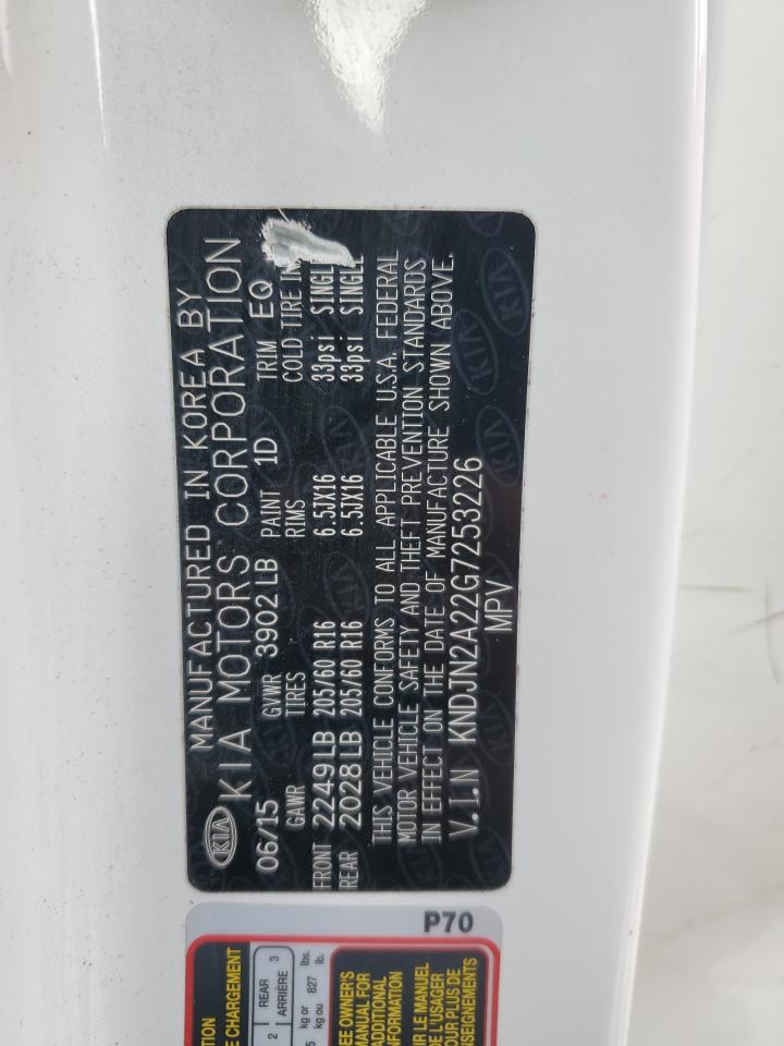 2016 Kia Soul VIN: KNDJN2A22G7253226 Lot: 92121965