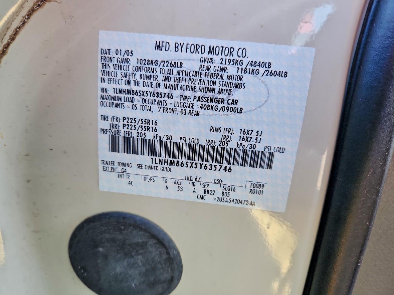 2005 Lincoln Ls VIN: 1LNHM86SX5Y635746 Lot: 93894945