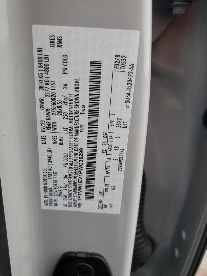 2023 Ford F150 Lightning Pro VIN: 1FTVW1EV1PWG36299 Lot: 92329575