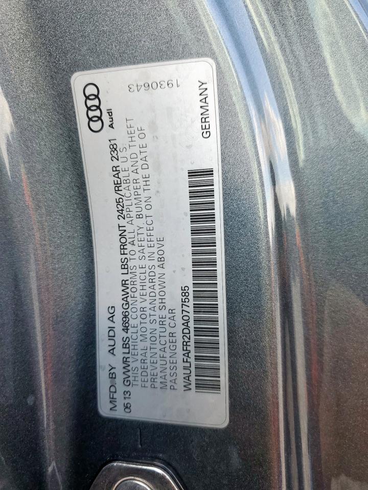 2013 Audi A5 Premium Plus VIN: WAULFAFR2DA077585 Lot: 91930045
