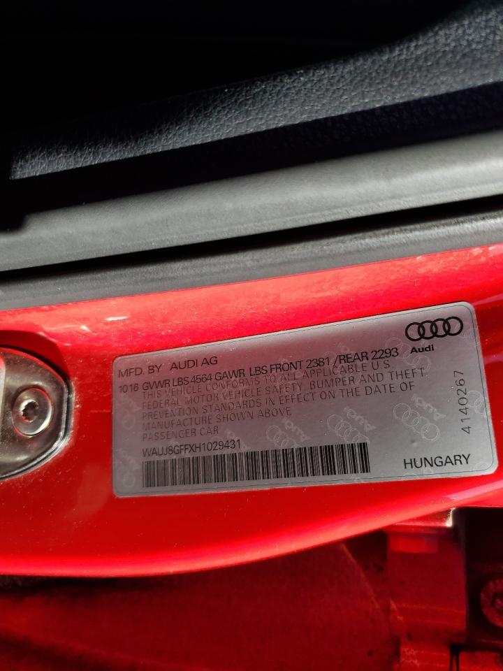 2017 Audi A3 Premium Plus VIN: WAUJ8GFFXH1029431 Lot: 91031735