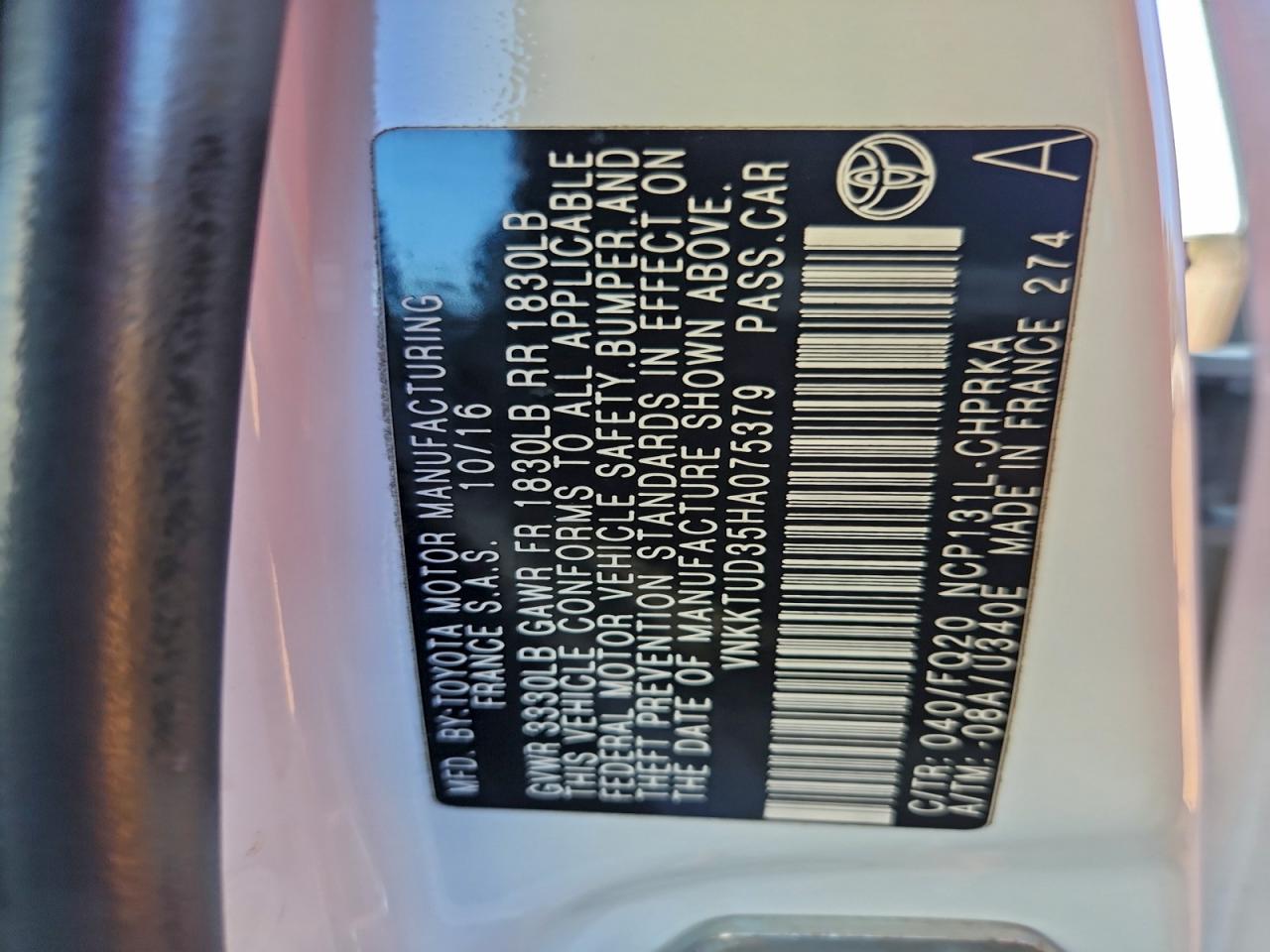 2017 Toyota Yaris L VIN: VNKKTUD35HA075379 Lot: 94681085