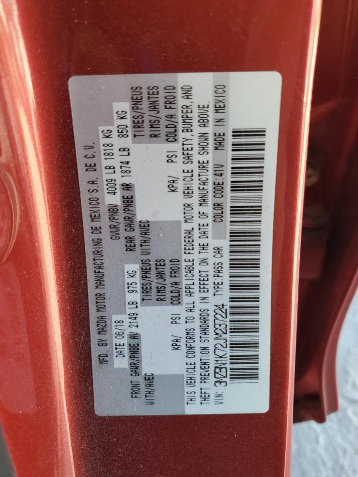 2018 Mazda 3 Sport VIN: 3MZBN1K72JM237224 Lot: 92450095