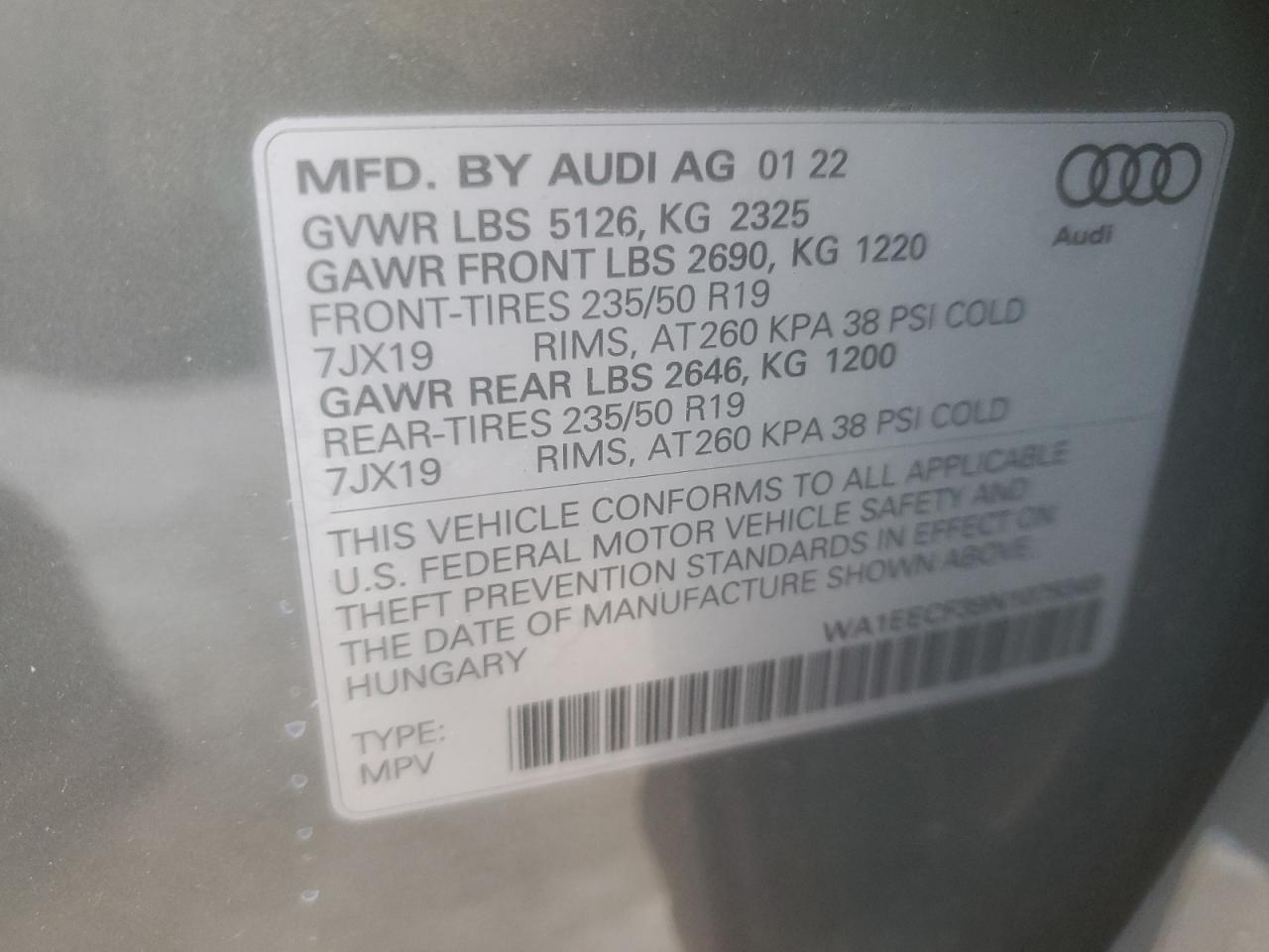 2022 Audi Q3 Premium Plus S Line 45 VIN: WA1EECF39N1079349 Lot: 92077095