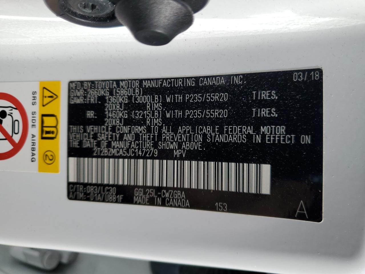 2018 Lexus Rx 350 Base VIN: 2T2BZMCA5JC147279 Lot: 91824745