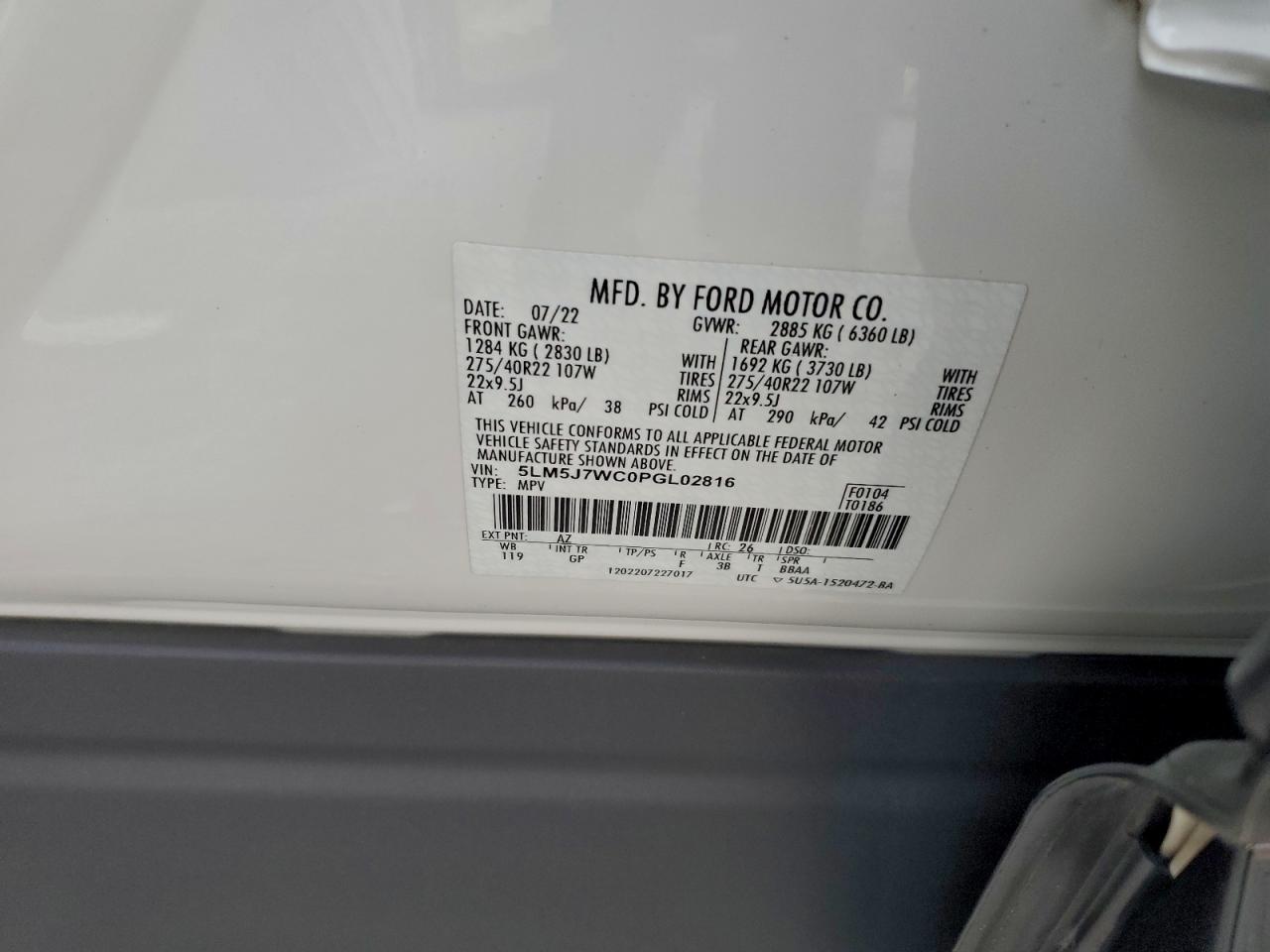 2023 Lincoln Aviator Reserve VIN: 5LM5J7WC0PGL02816 Lot: 94078785