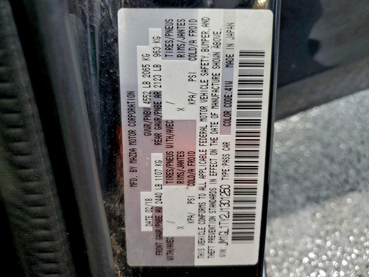 2018 Mazda 6 Grand Touring VIN: JM1GL1TY2J1301250 Lot: 94081335