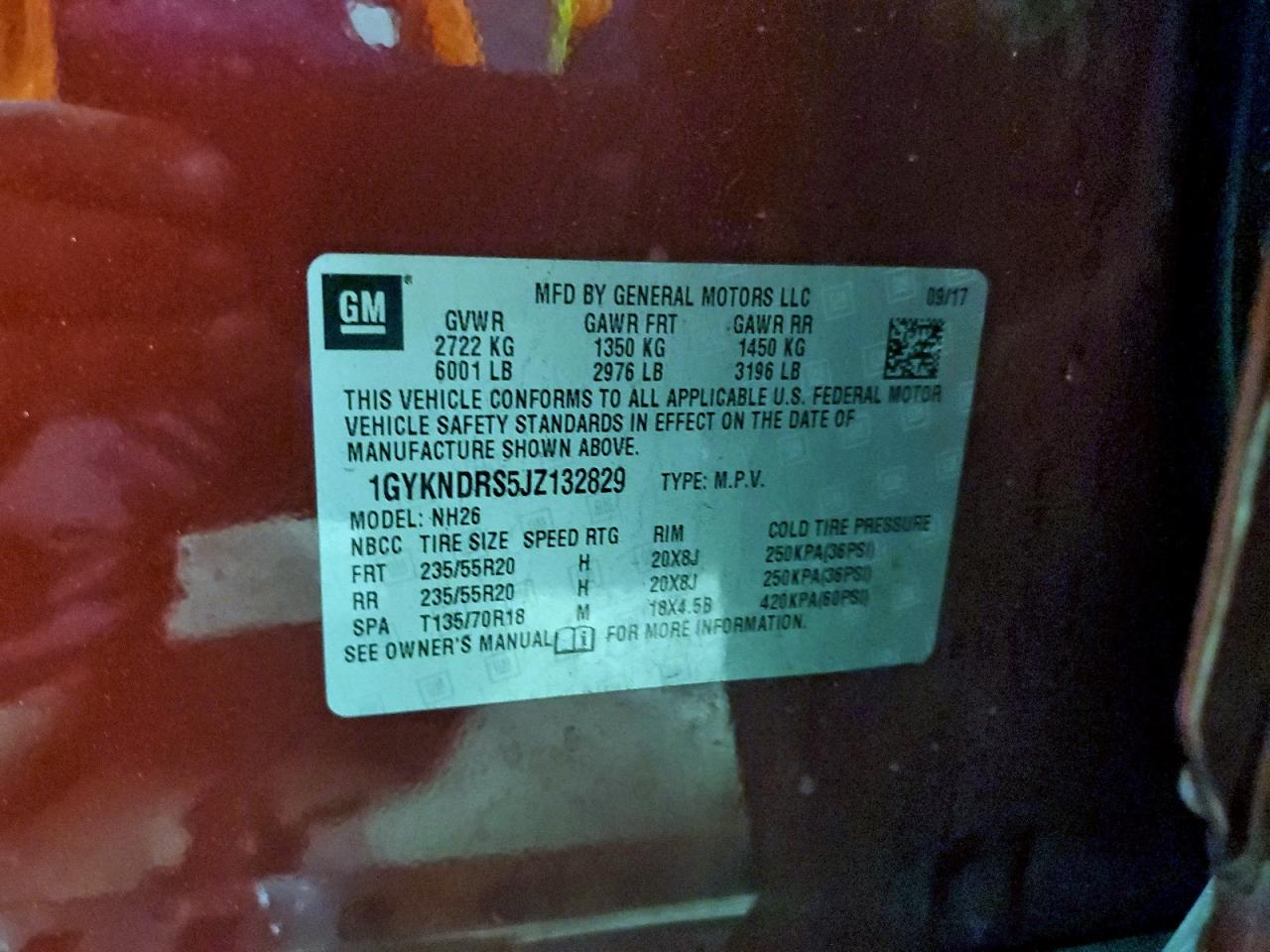 2018 Cadillac Xt5 Luxury VIN: 1GYKNDRS5JZ132829 Lot: 94080675