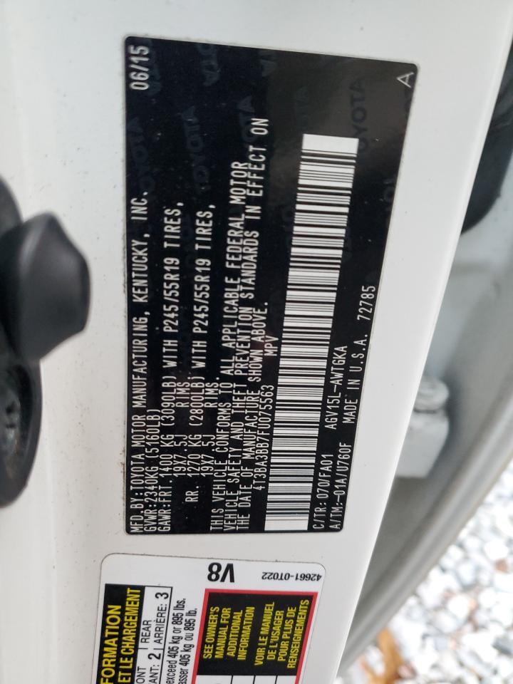 2015 Toyota Venza Le VIN: 4T3BA3BB7FU075563 Lot: 91315755