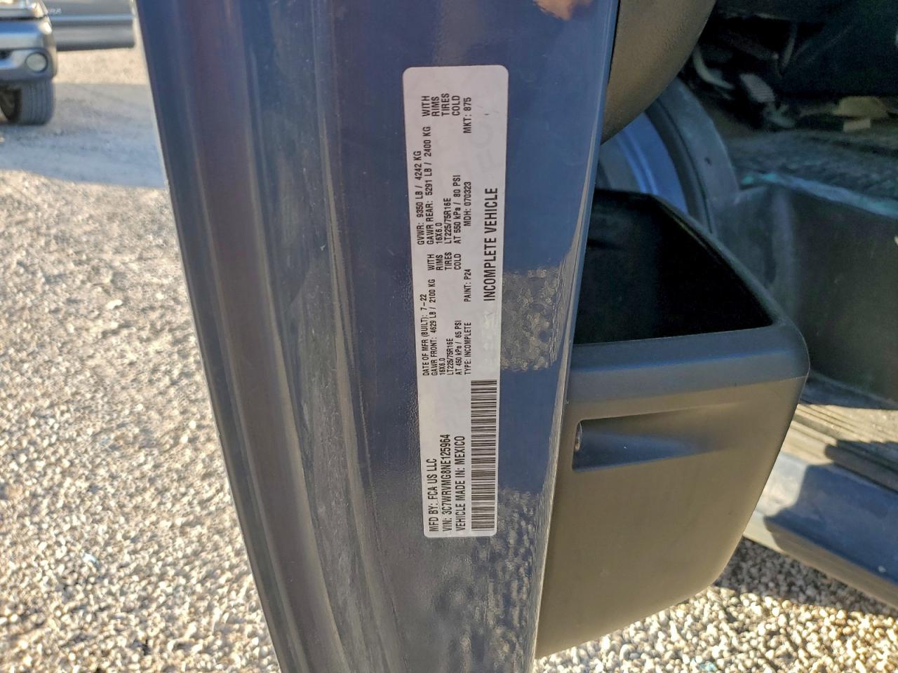 2022 Ram Promaster 3500 Delivery Truck VIN: 3C7WRVMG8NE125964 Lot: 90247225