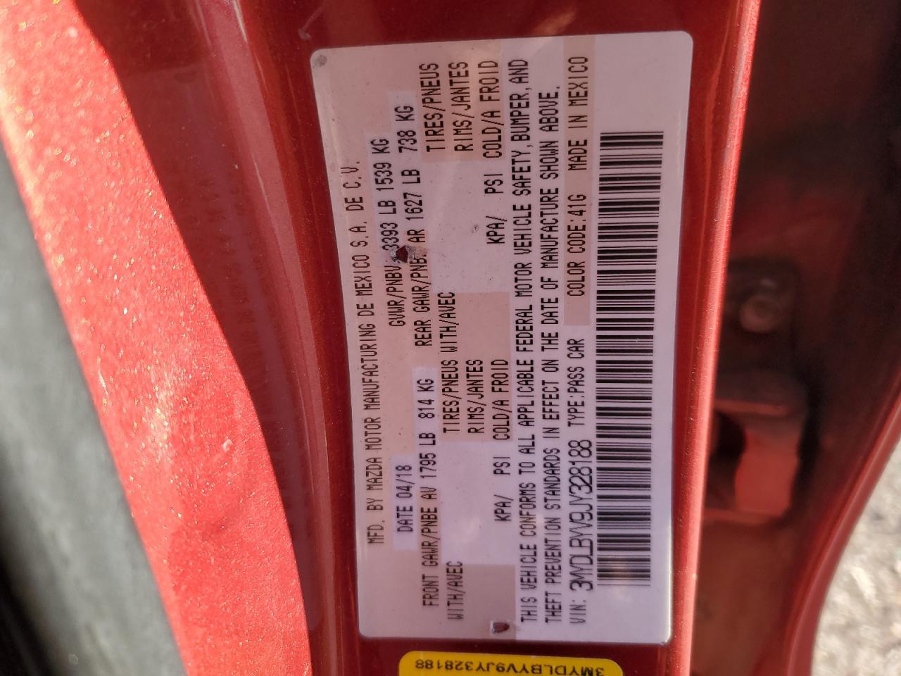 2018 Toyota Yaris Ia VIN: 3MYDLBYV9JY328188 Lot: 91910885