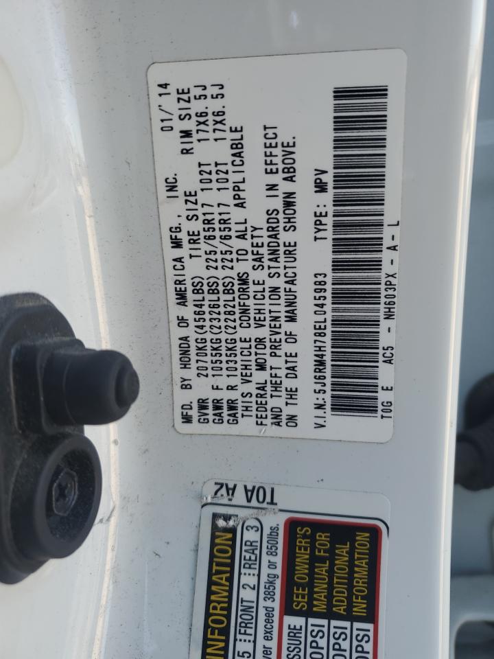 2014 Honda Cr-V Exl VIN: 5J6RM4H78EL045983 Lot: 91514635