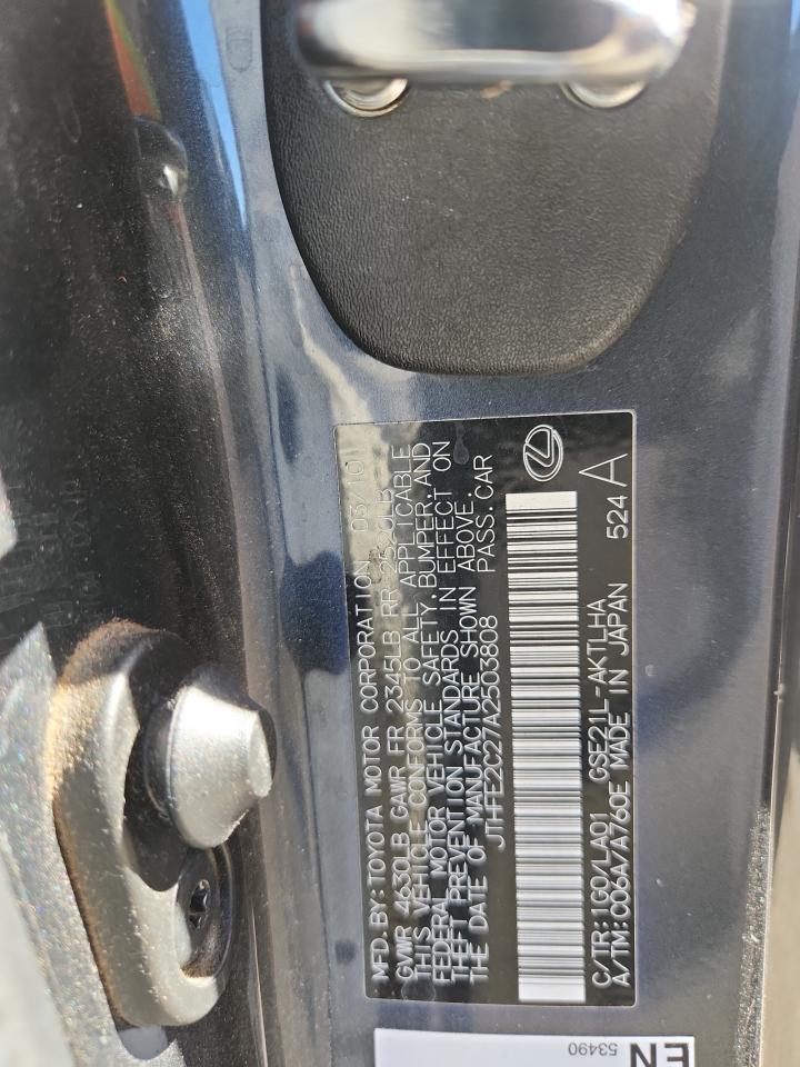 2010 Lexus Is 350 VIN: JTHFE2C27A2503808 Lot: 93123295