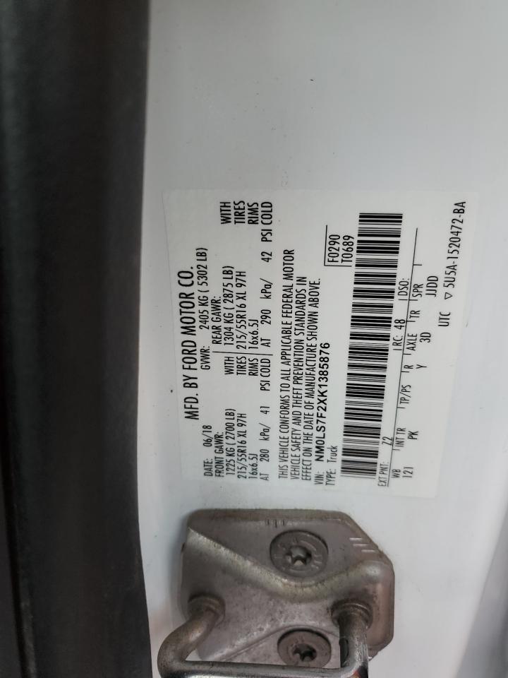 2019 Ford Transit Connect Xlt VIN: NM0LS7F2XK1385876 Lot: 91324855