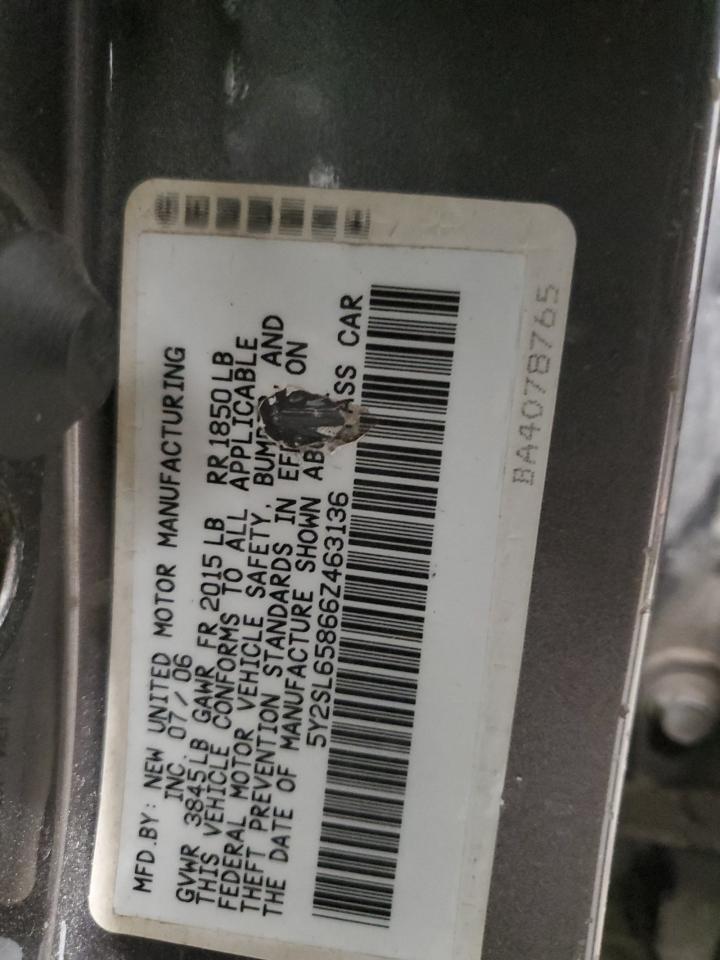 2006 Pontiac Vibe VIN: 5Y2SL65866Z463136 Lot: 92248695