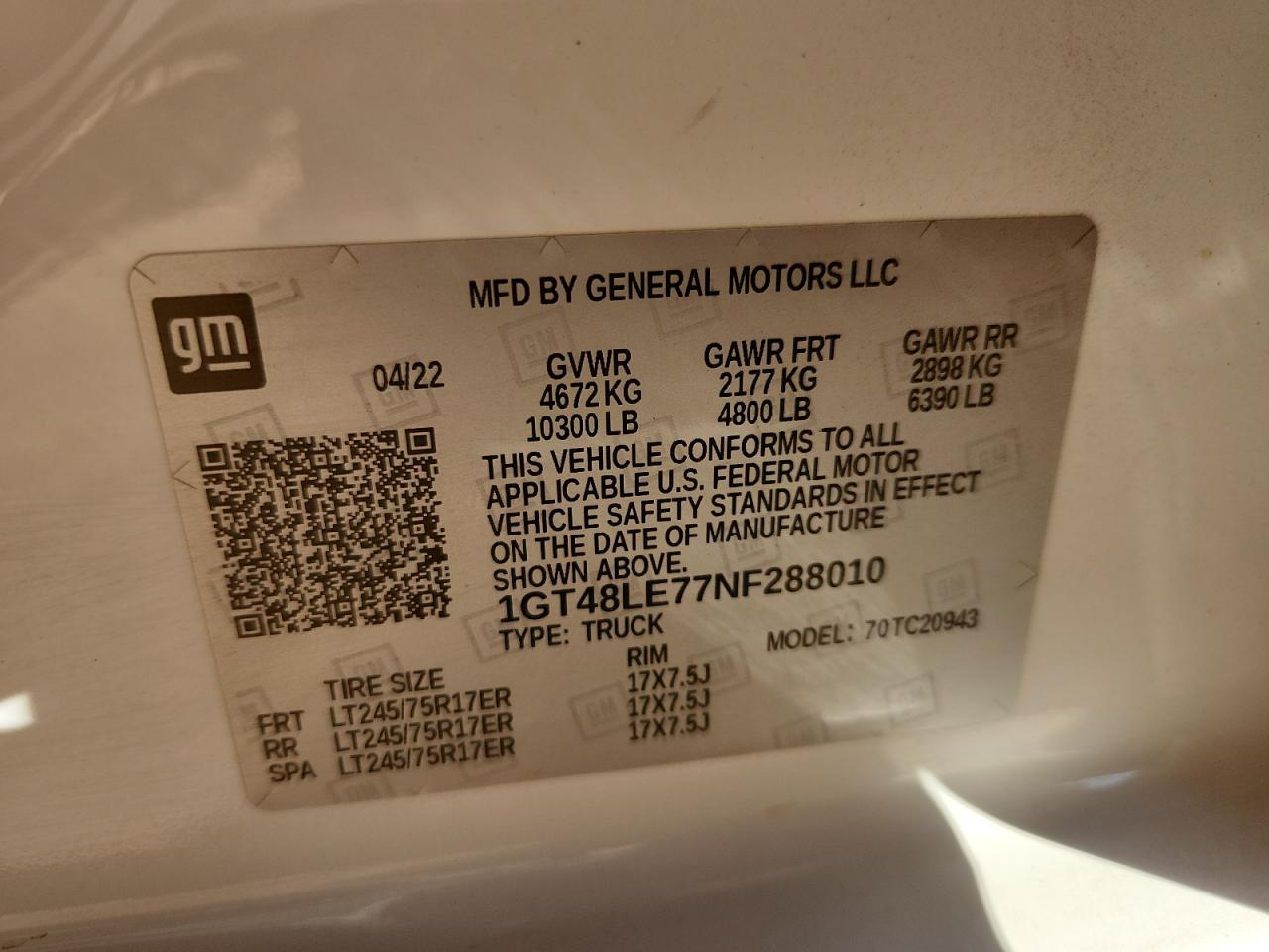 2022 GMC Sierra C2500 Heavy Duty VIN: 1GT48LE77NF288010 Lot: 93205985