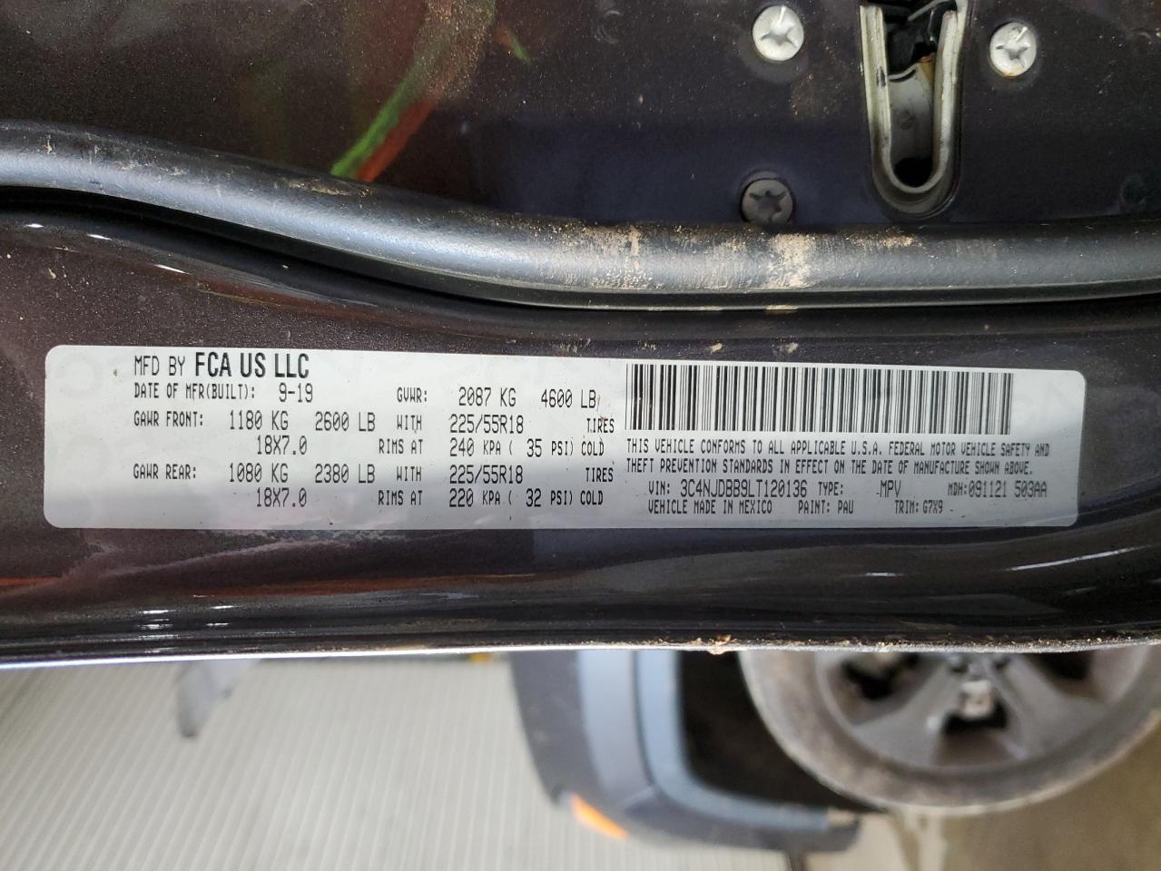 2020 Jeep Compass Latitude VIN: 3C4NJDBB9LT120136 Lot: 92481485