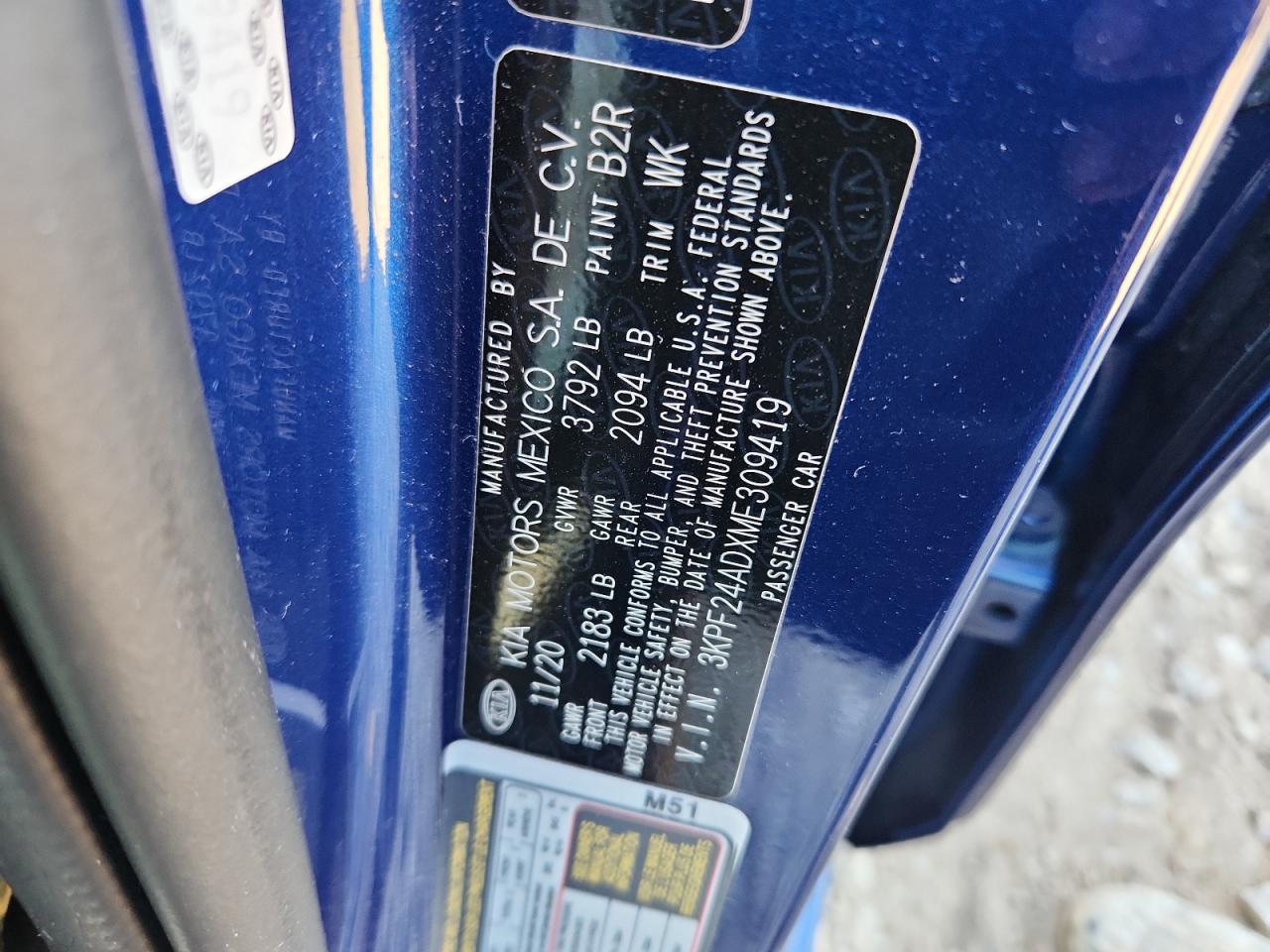 2021 Kia Forte Fe VIN: 3KPF24ADXME309419 Lot: 91806635