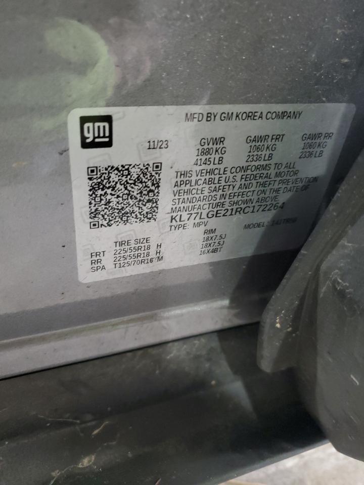 2024 Chevrolet Trax 1Rs VIN: KL77LGE21RC172264 Lot: 93503165