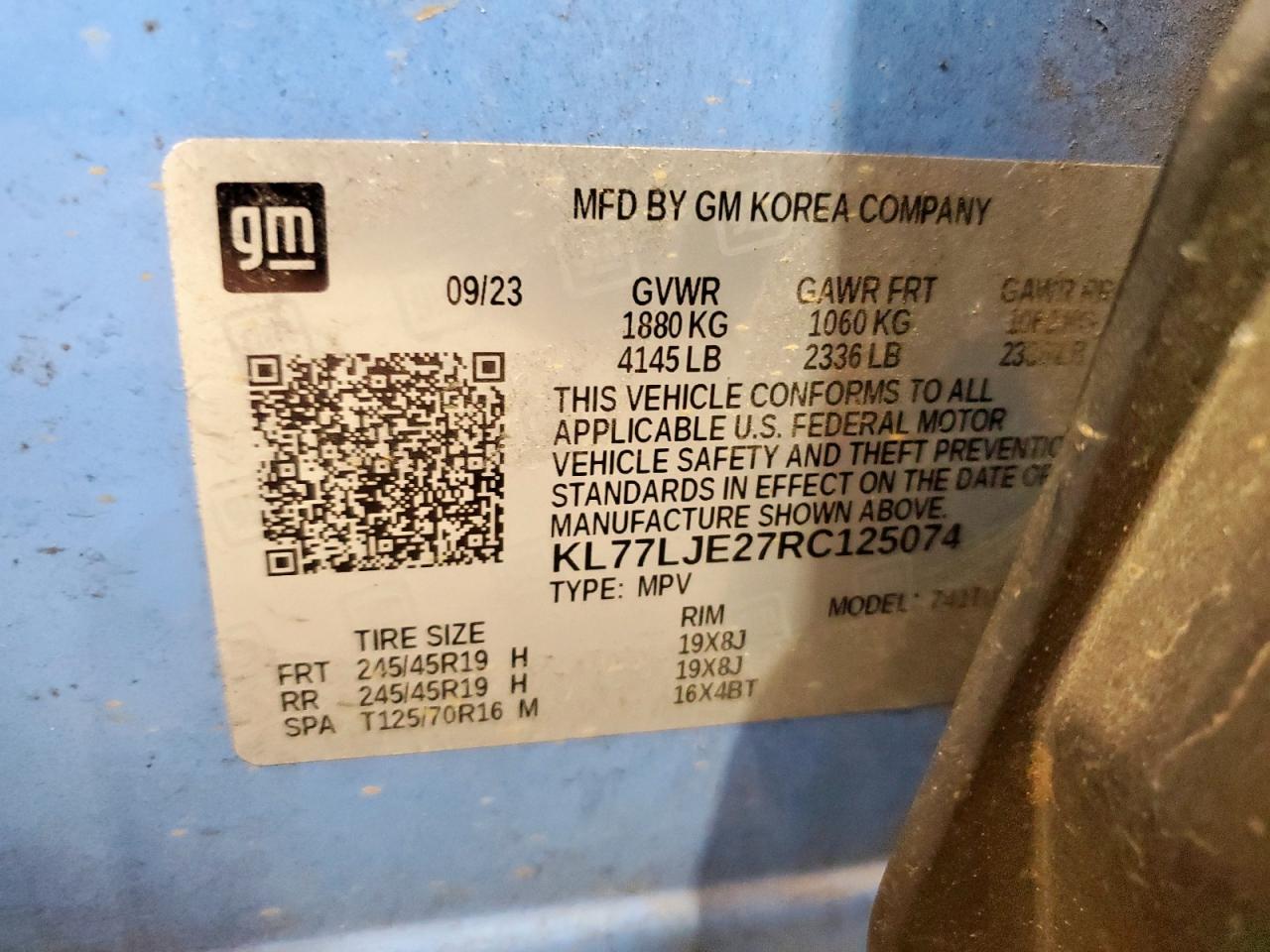 2024 Chevrolet Trax 2Rs VIN: KL77LJE27RC125074 Lot: 92388185