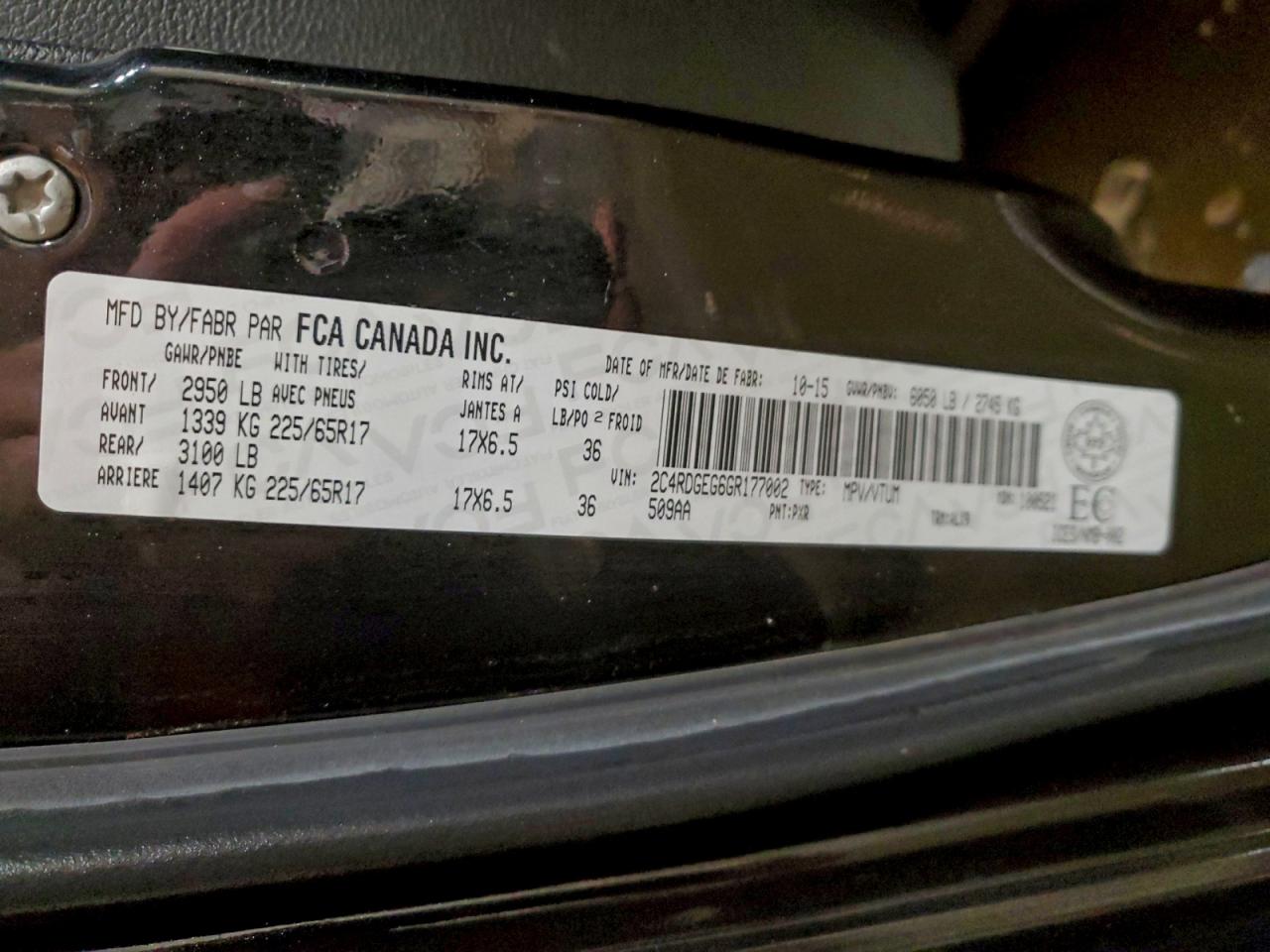 2016 Dodge Grand Caravan R/T VIN: 2C4RDGEG6GR177002 Lot: 92934405