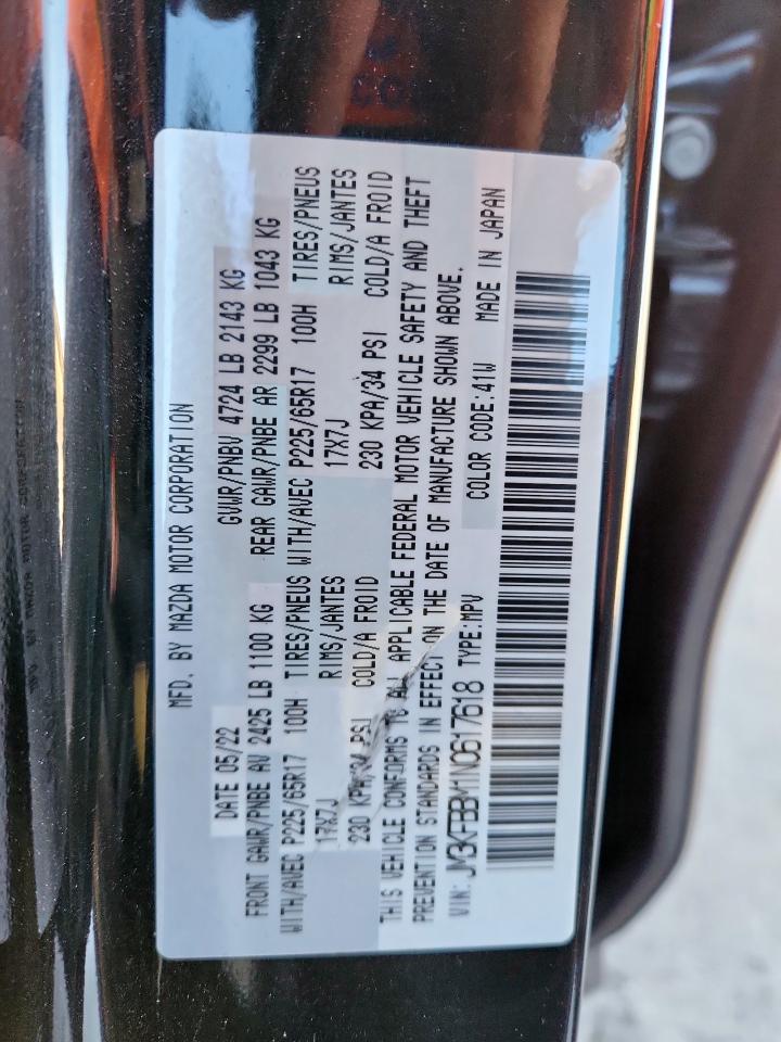 2022 Mazda Cx-5 Select VIN: JM3KFBBM1N0617618 Lot: 92242295