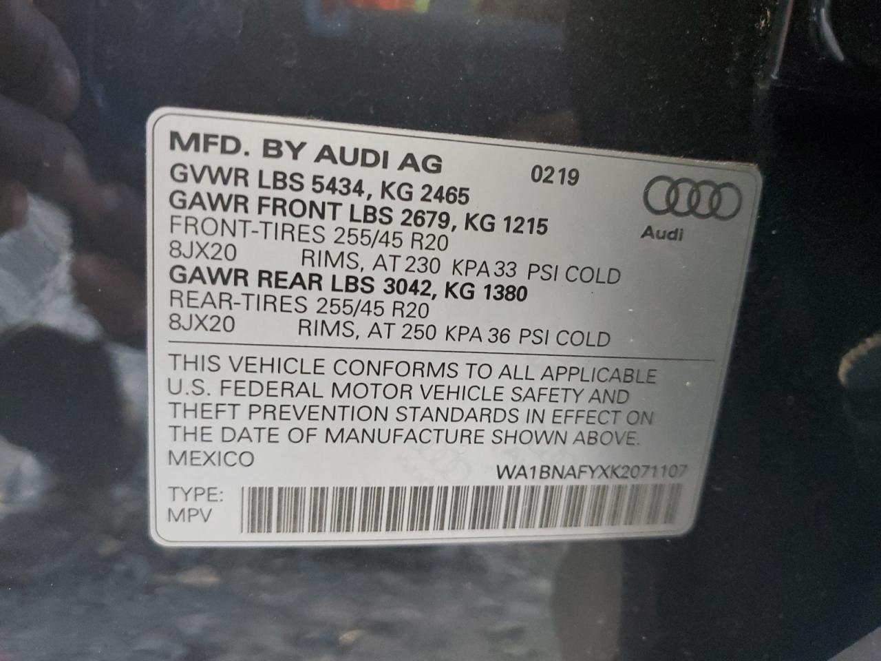 2019 Audi Q5 Premium Plus VIN: WA1BNAFYXK2071107 Lot: 92475435