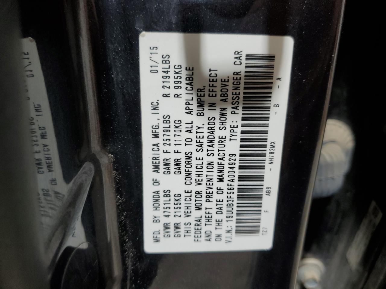 2015 Acura Tlx Tech VIN: 19UUB3F56FA004929 Lot: 90856465