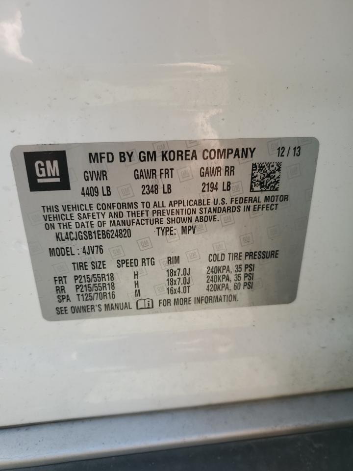 2014 Buick Encore VIN: KL4CJGSB1EB624820 Lot: 92689135