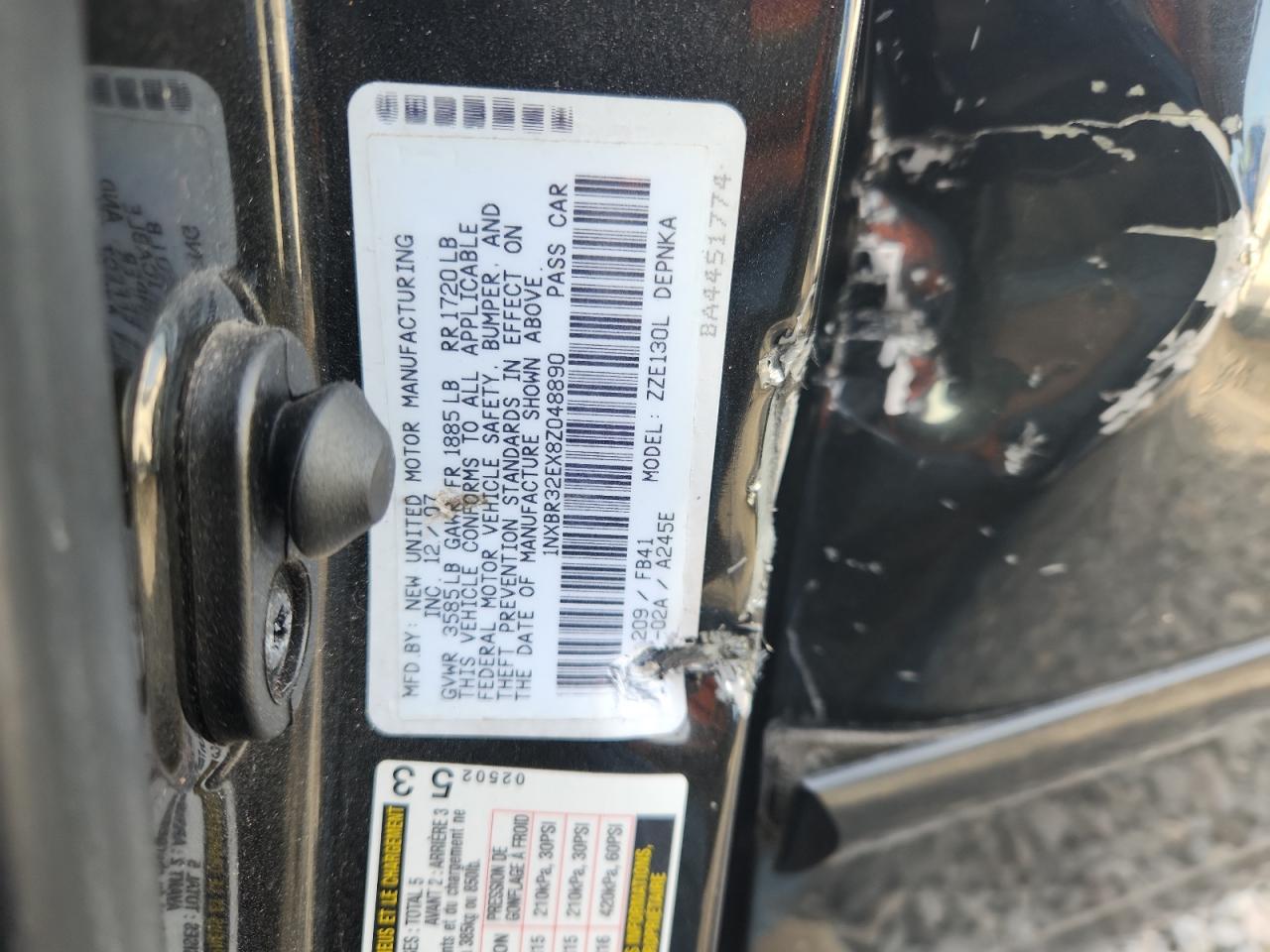 2008 Toyota Corolla Ce VIN: 1NXBR32EX8Z048890 Lot: 93131225