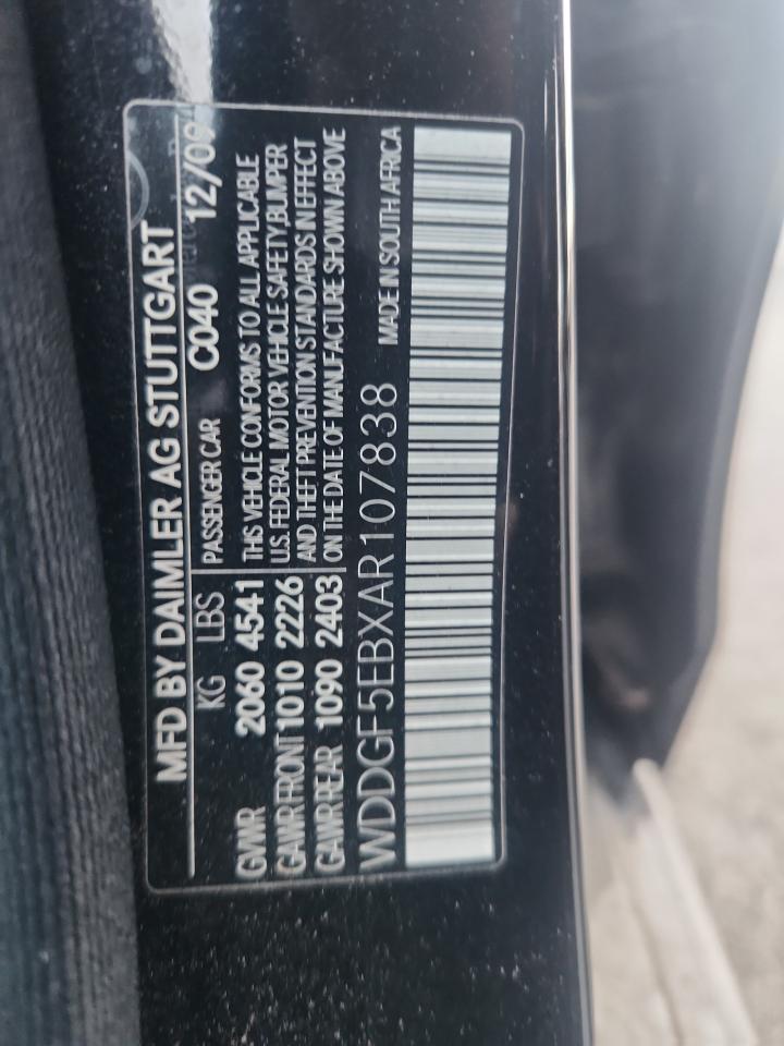 2010 Mercedes-Benz C 300 VIN: WDDGF5EBXAR107838 Lot: 93263425