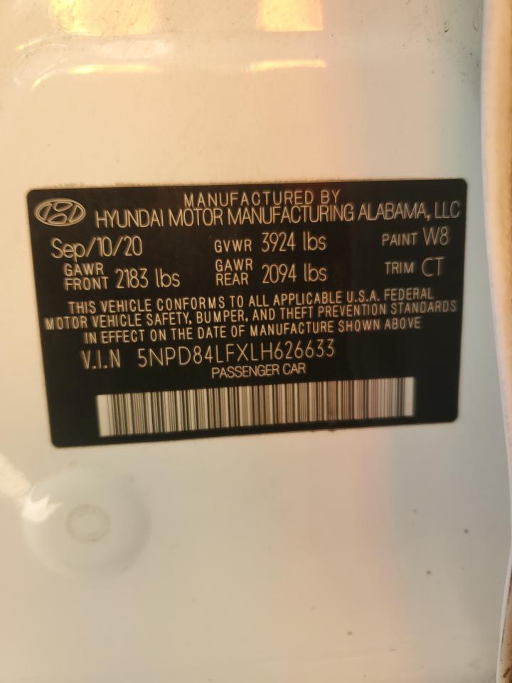 2020 Hyundai Elantra Sel VIN: 5NPD84LFXLH626633 Lot: 91685045